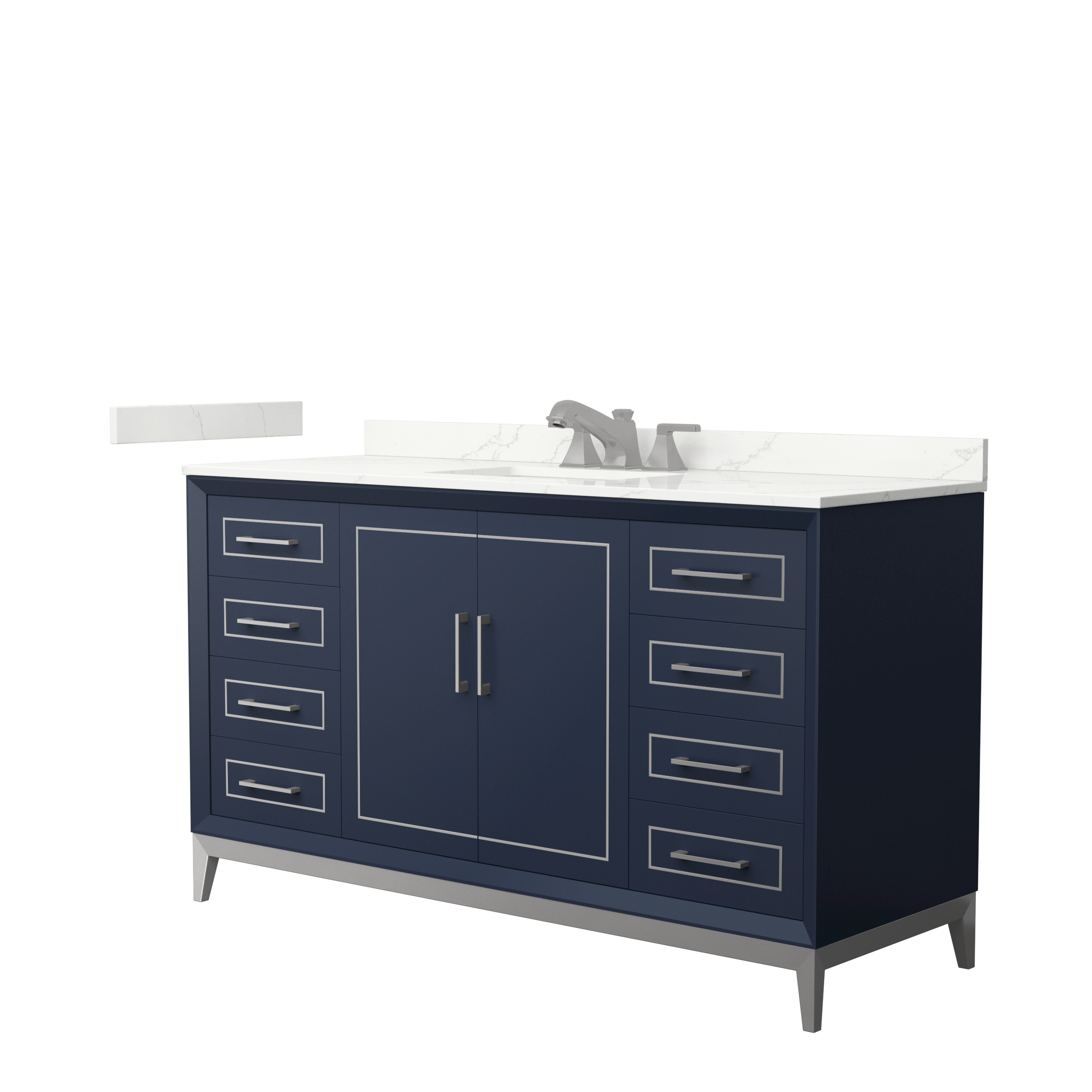 Marlena 60" Single Vanity with optional Quartz or Carrara Marble Counter - Dark Blue WC-5151-60-SGL-VAN-BLU_