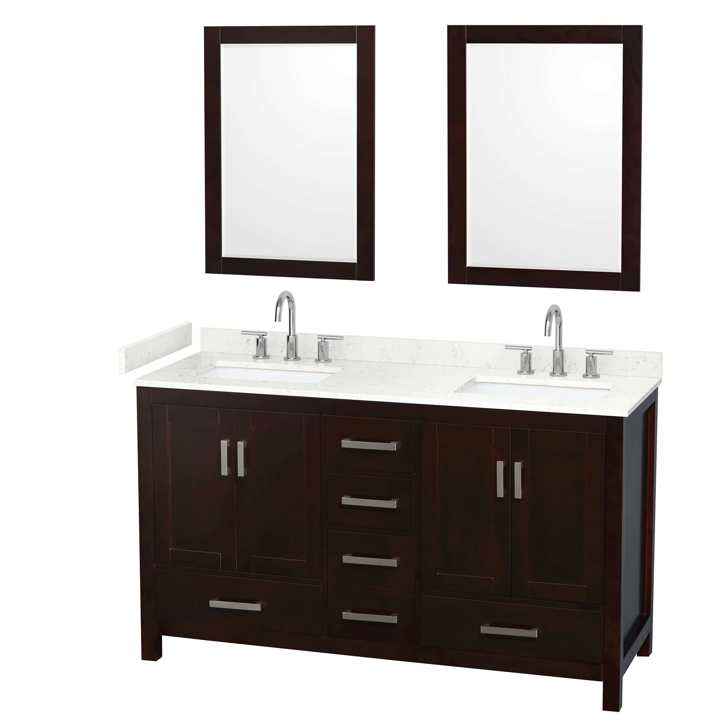 Sheffield 60" Double Bathroom Vanity - Espresso WC-1414-60-DBL-VAN-ESP