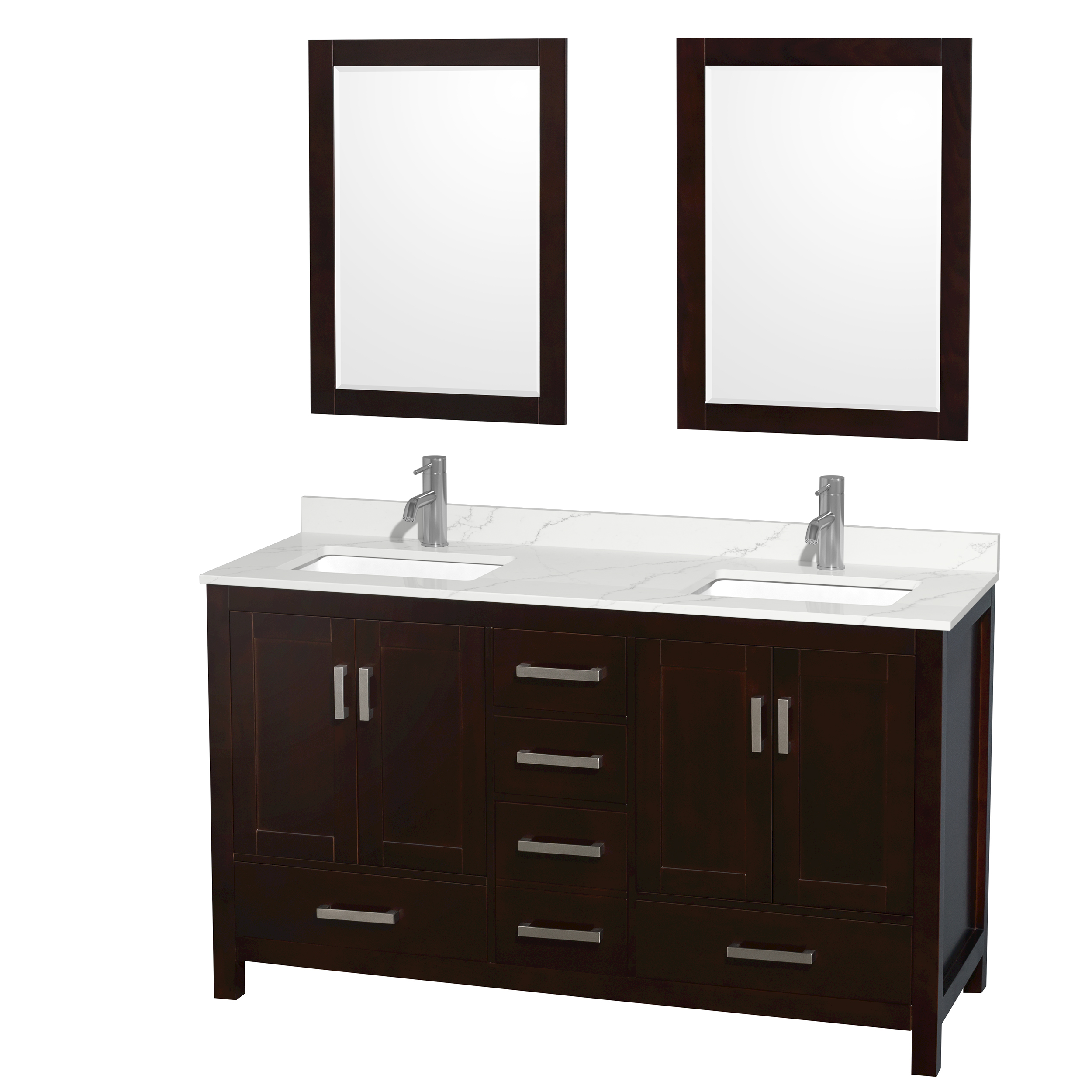 Sheffield 60" Double Bathroom Vanity by Wyndham Collection - Espresso WC-1414-60-DBL-VAN-ESP-