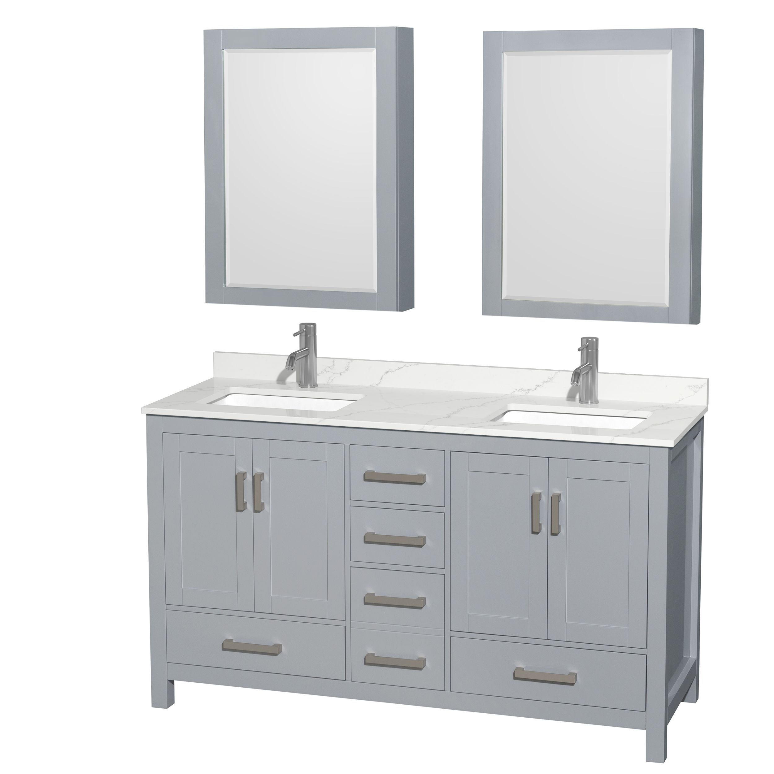 Sheffield 60" Double Bathroom Vanity - Gray WC-1414-60-DBL-VAN-GRY