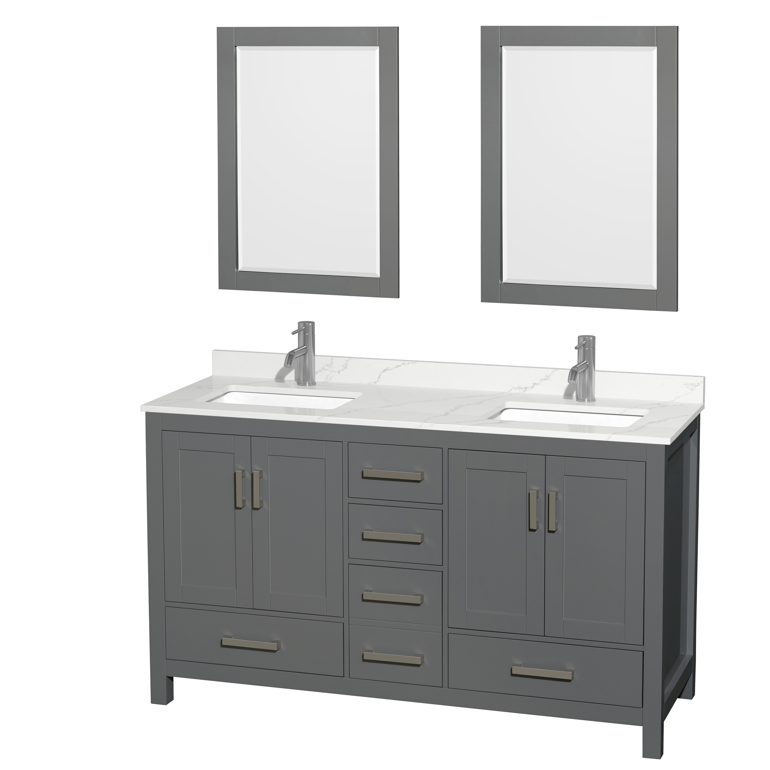 Sheffield 60" Double Bathroom Vanity by Wyndham Collection - Dark Gray WC-1414-60-DBL-VAN-DKG-