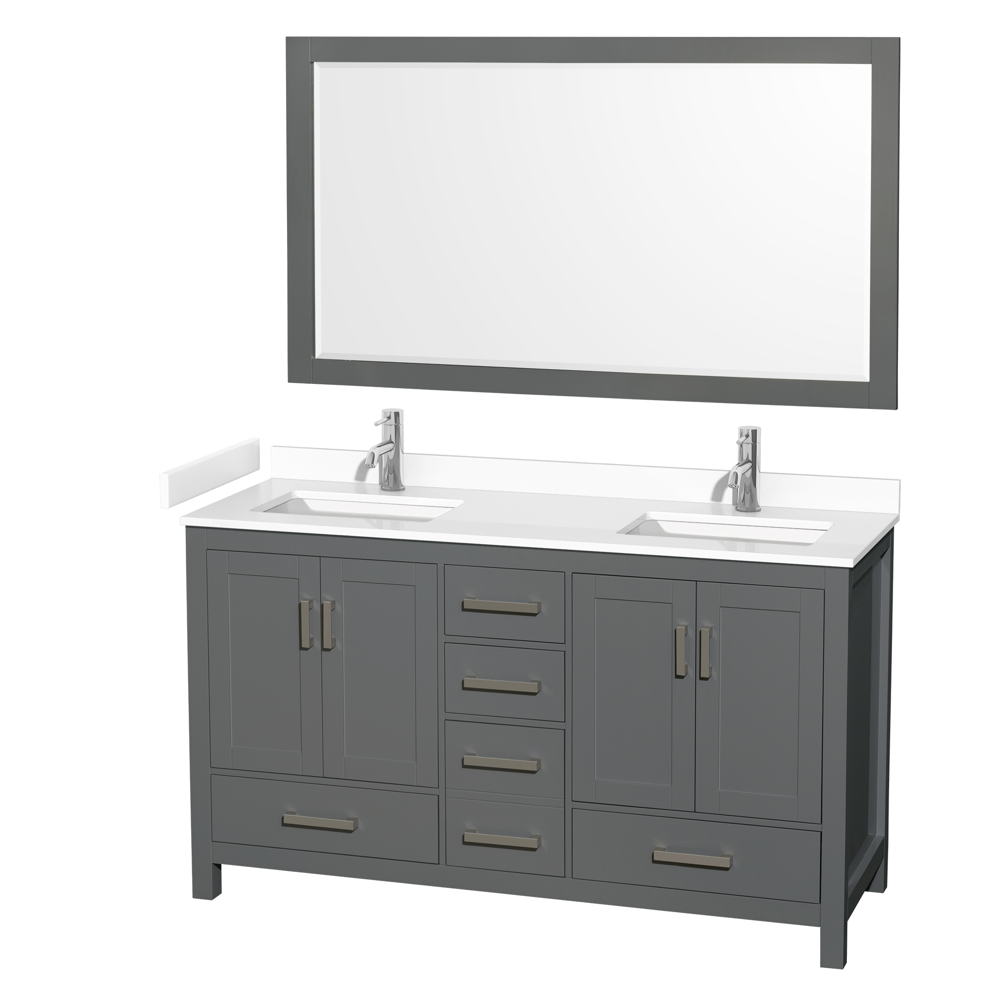 Sheffield 60" Double Bathroom Vanity by Wyndham Collection - Dark Gray WC-1414-60-DBL-VAN-DKG-