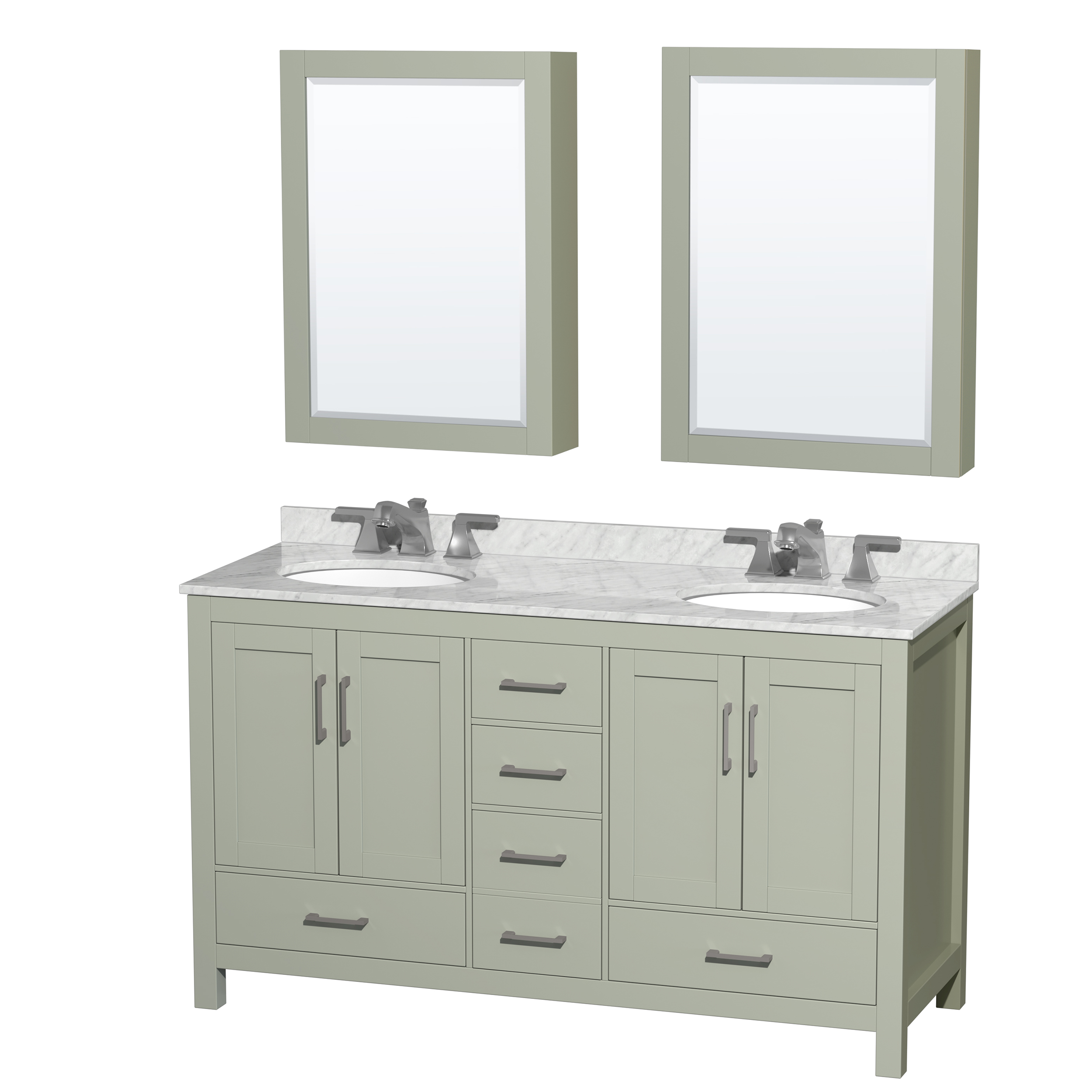 Sheffield 60" Double Bathroom Vanity by Wyndham Collection - White WC-1414-60-DBL-VAN-WHT