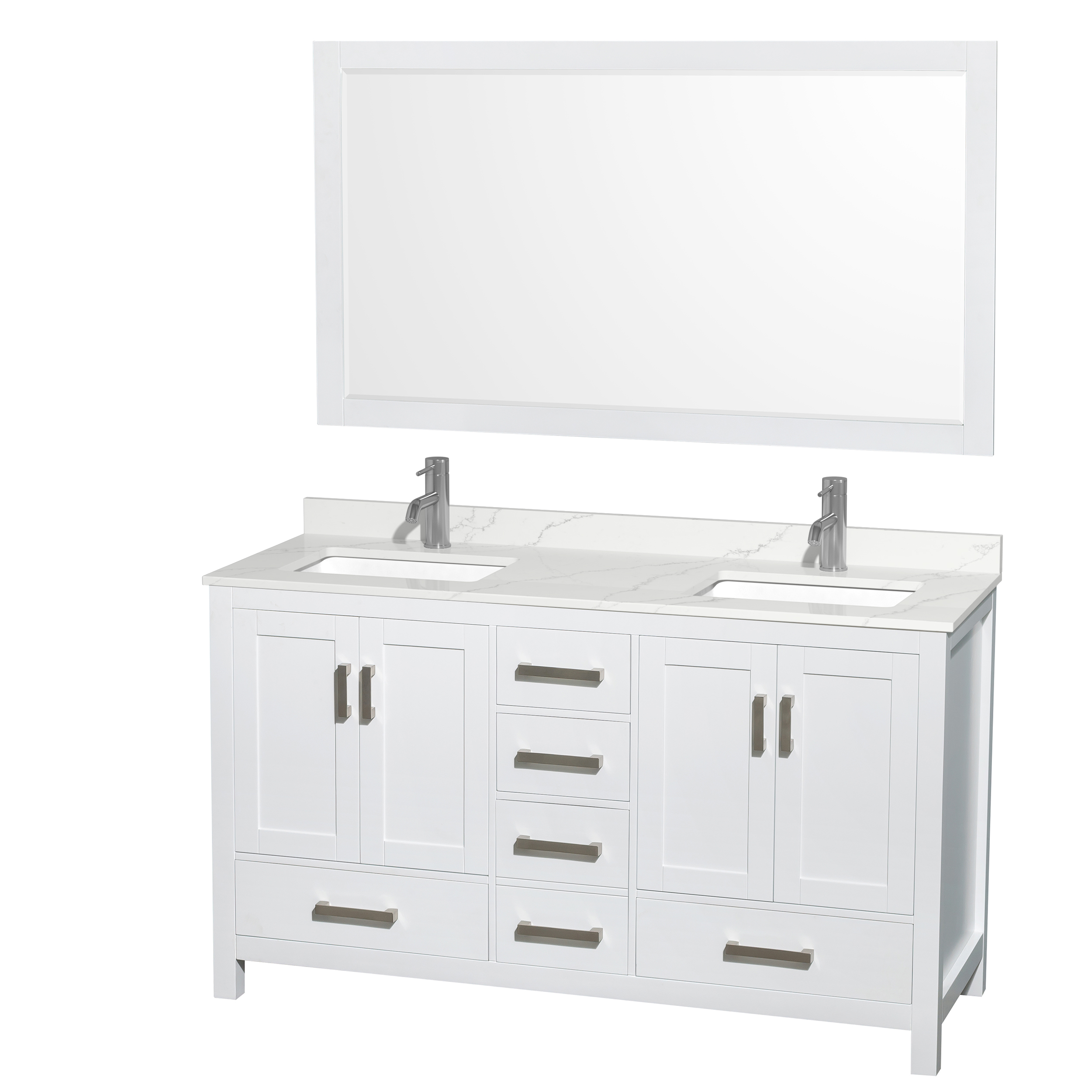 Sheffield 60" Double Bathroom Vanity by Wyndham Collection - White WC-1414-60-DBL-VAN-WHT