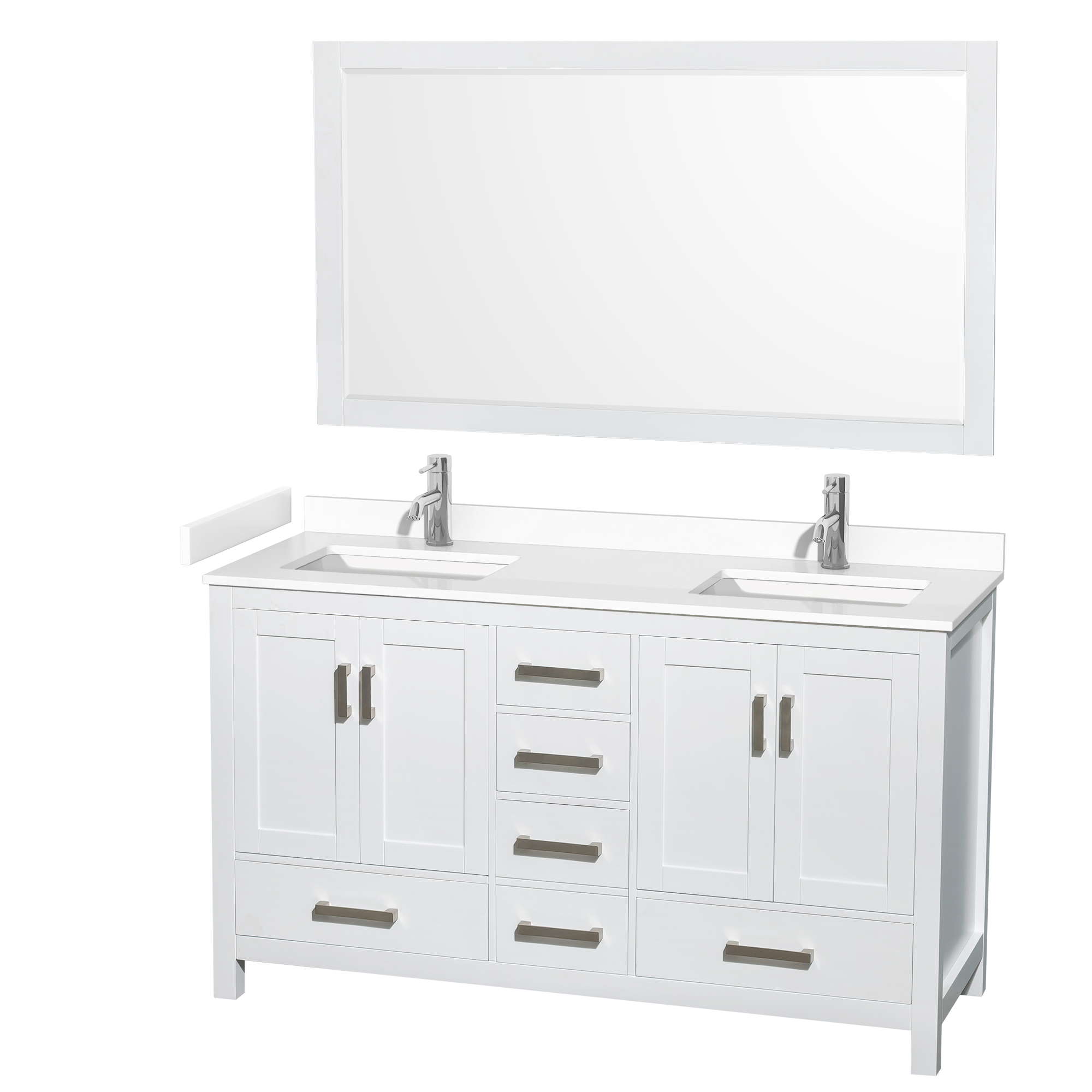 Sheffield 60" Double Bathroom Vanity by Wyndham Collection - White WC-1414-60-DBL-VAN-WHT