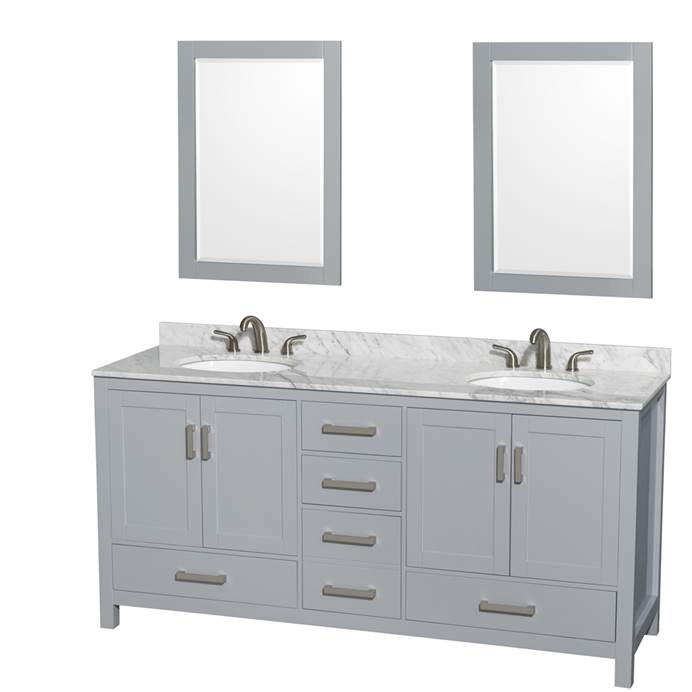 Sheffield 72" Double Bathroom Vanity by Wyndham Collection - Gray WC-1414-72-DBL-VAN-GRY