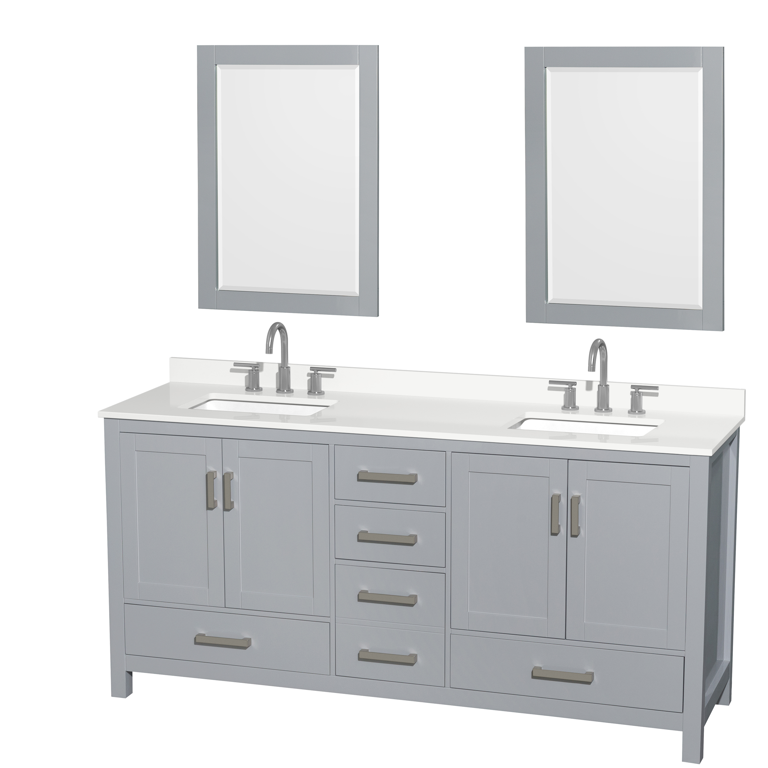 Sheffield 72" Double Bathroom Vanity by Wyndham Collection - Gray WC-1414-72-DBL-VAN-GRY-