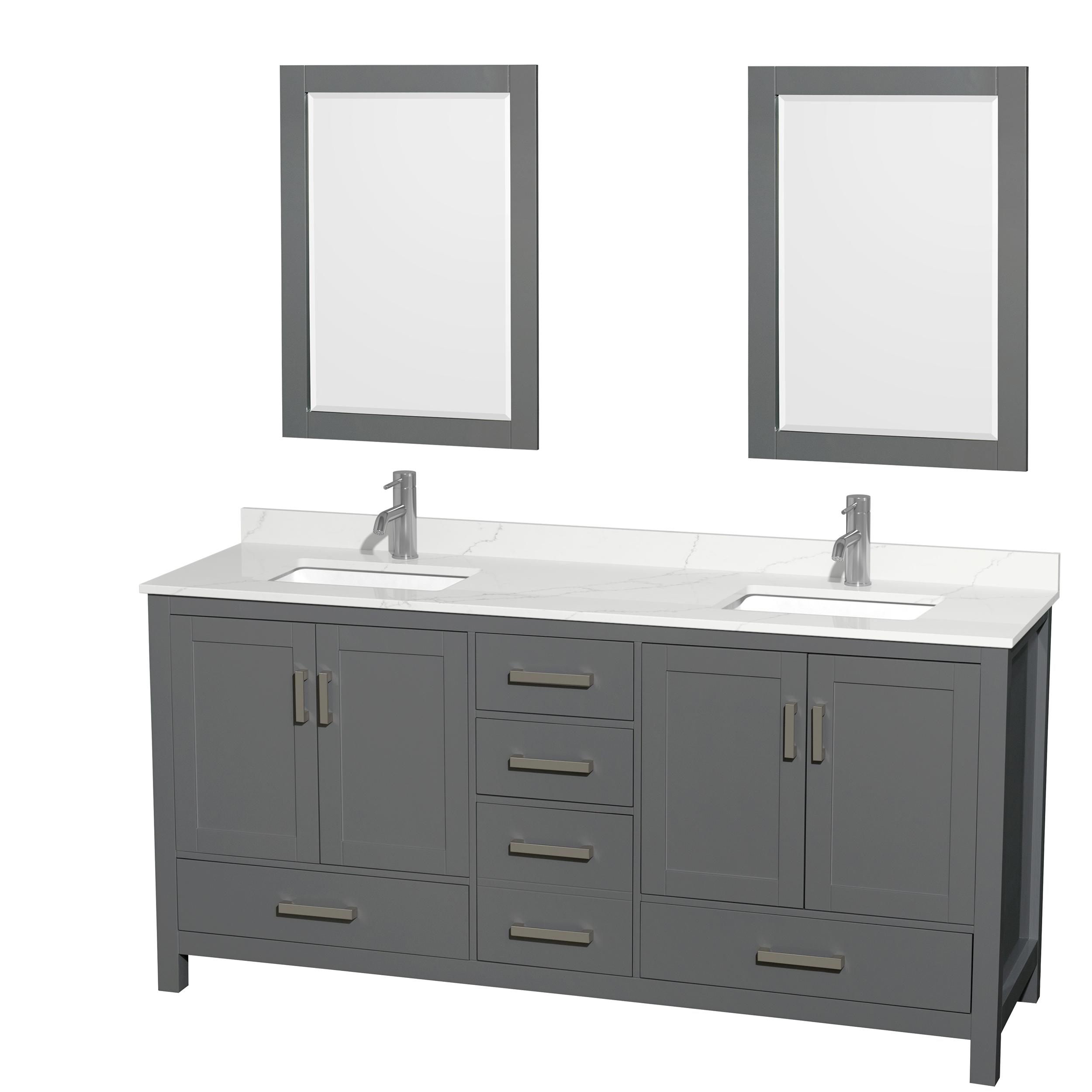 Sheffield 72" Double Bathroom Vanity by Wyndham Collection - Dark Gray WC-1414-72-DBL-VAN-DKG-