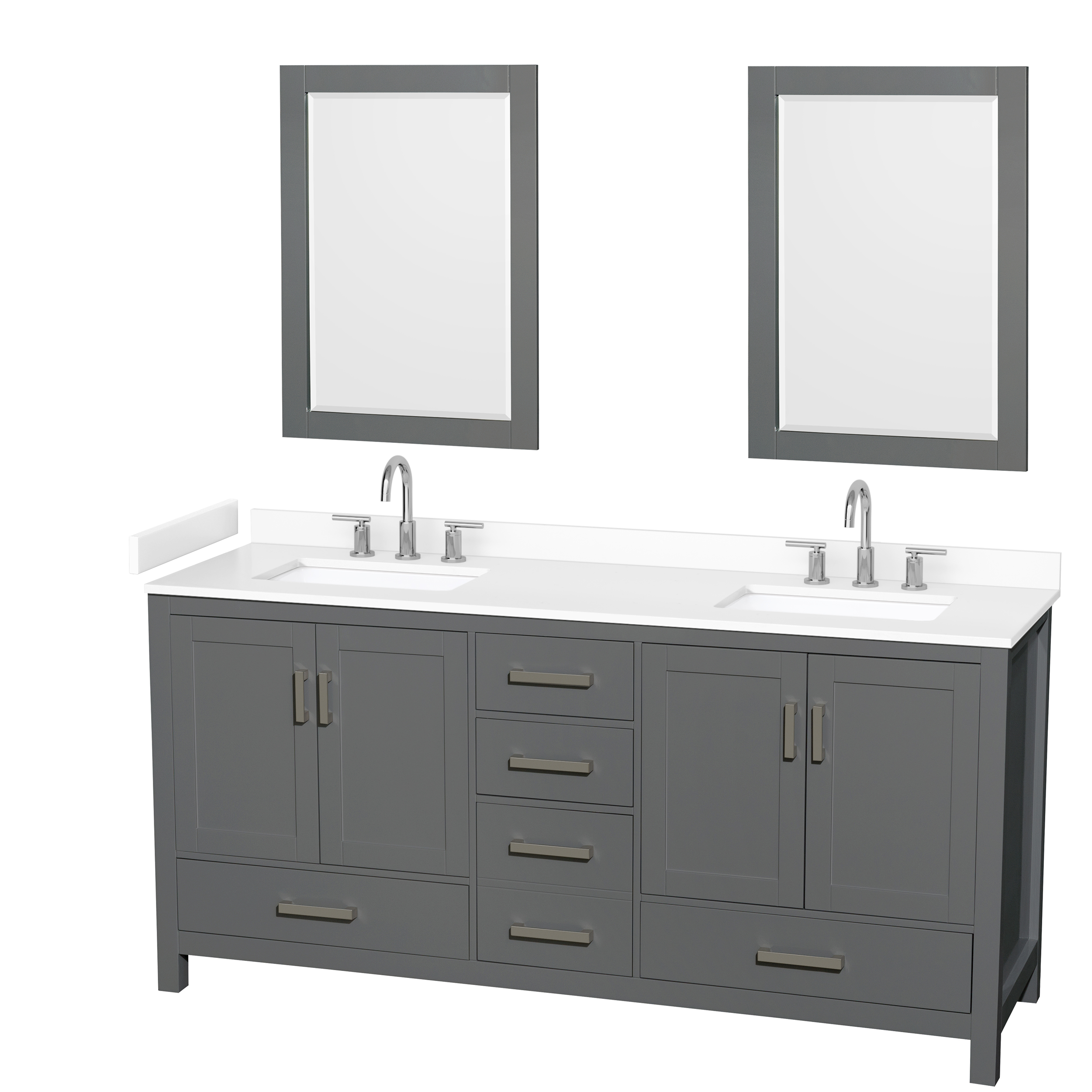 Sheffield 72" Double Bathroom Vanity by Wyndham Collection - Dark Gray WC-1414-72-DBL-VAN-DKG-