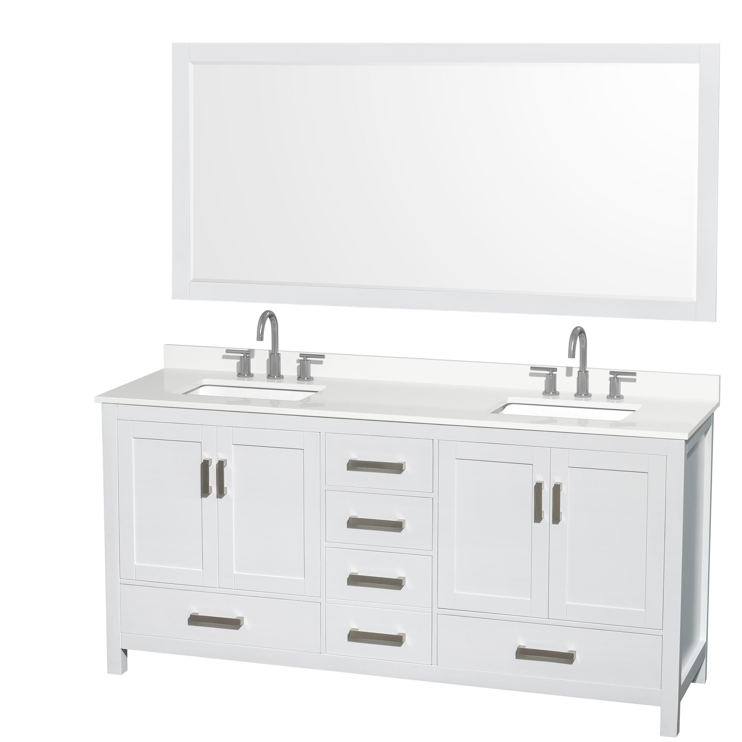Sheffield 72" Double Bathroom Vanity by Wyndham Collection - White WC-1414-72-DBL-VAN-WHT-