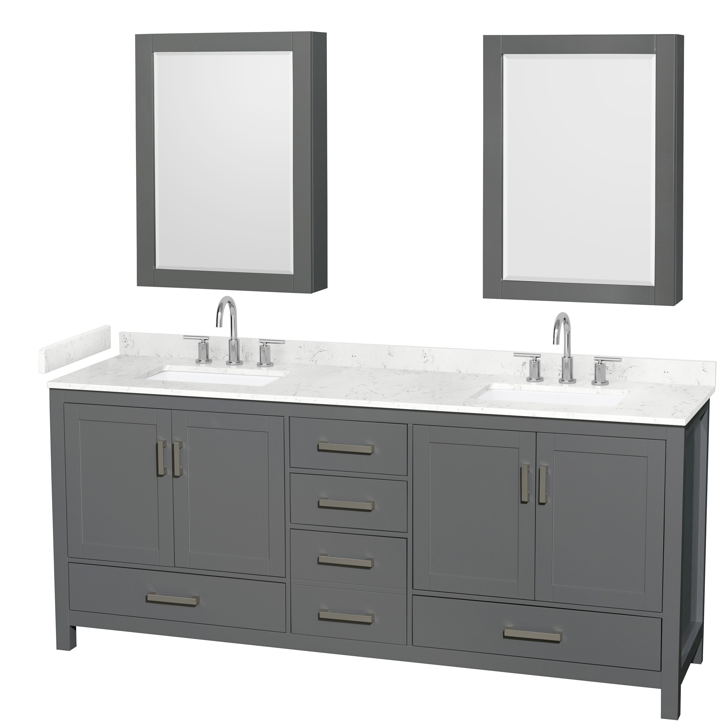 Sheffield 80" Double Bathroom Vanity by Wyndham Collection - Dark Gray WC-1414-80-DBL-VAN-DKG-