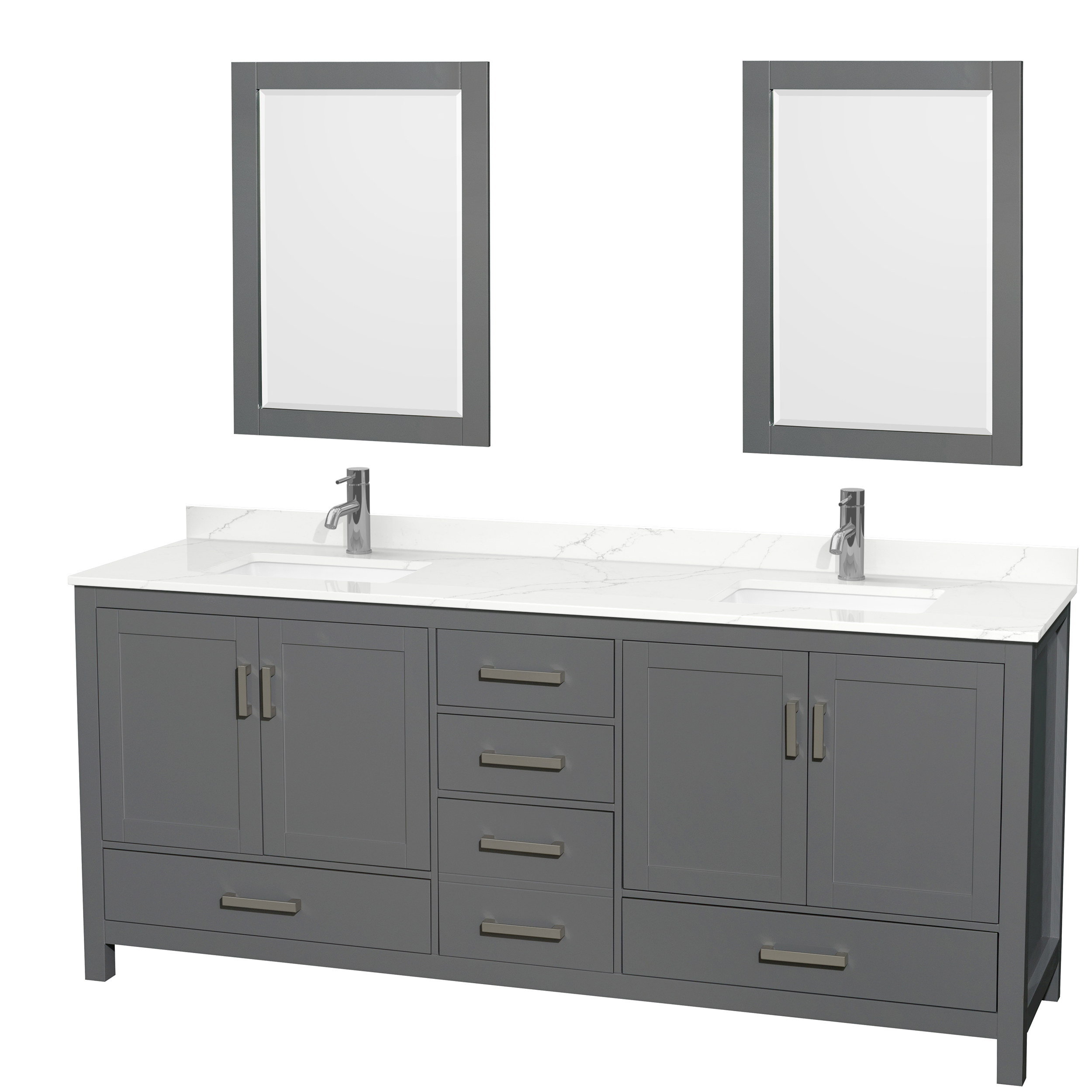 Sheffield 80" Double Bathroom Vanity by Wyndham Collection - Dark Gray WC-1414-80-DBL-VAN-DKG-