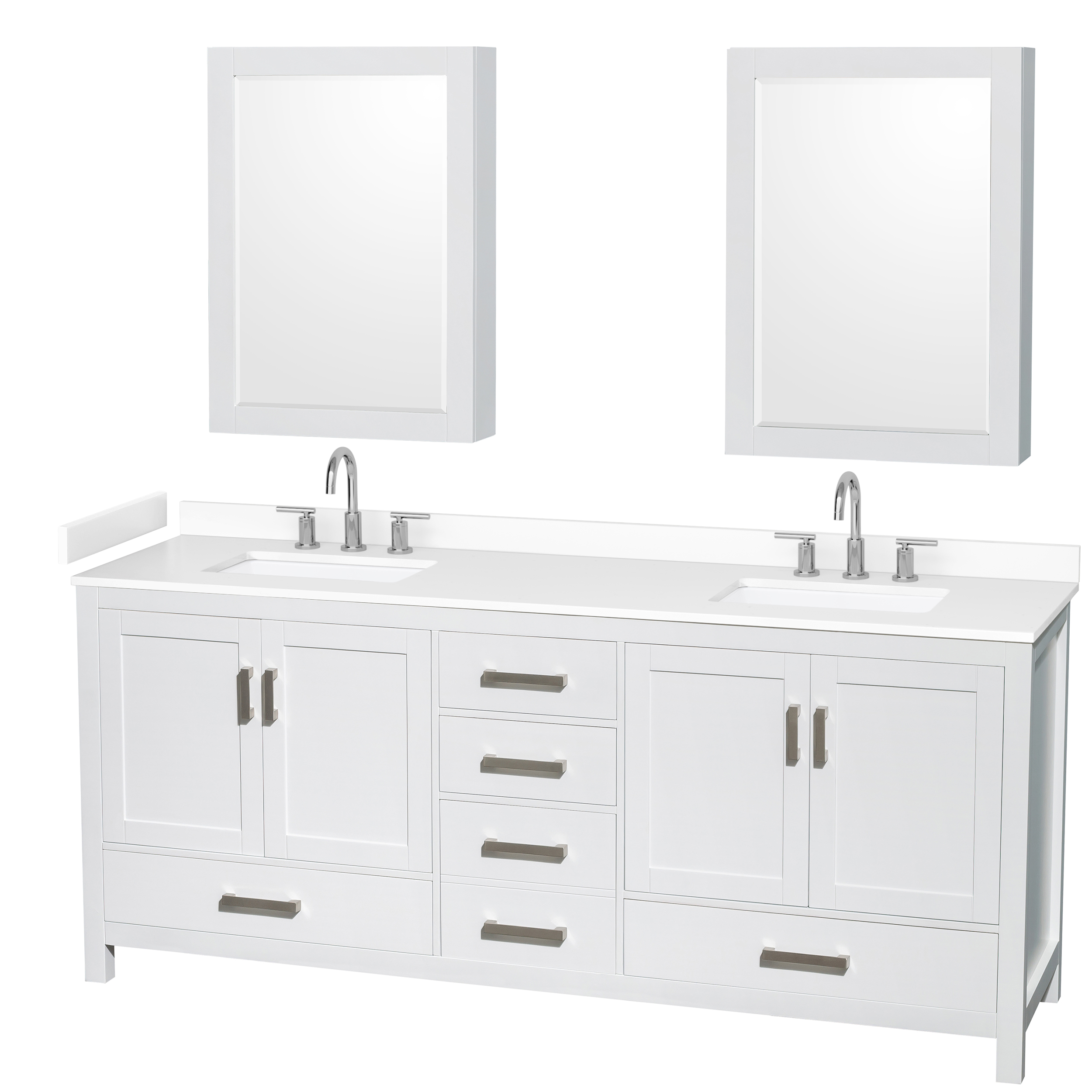 Sheffield 80" Double Bathroom Vanity by Wyndham Collection - White WC-1414-80-DBL-VAN-WHT-