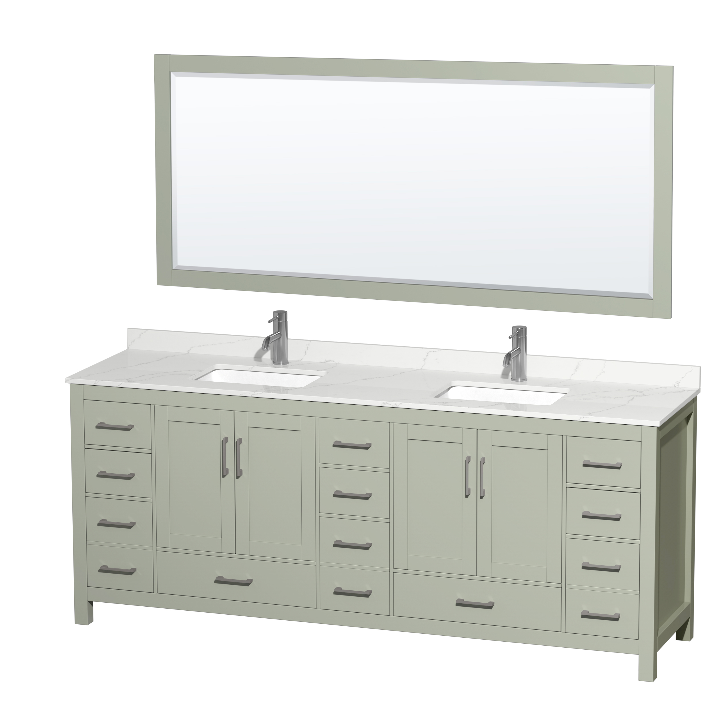 Sheffield 84" Double Bathroom Vanity - Light Green WC-1414-84-DBL-VAN-LGN