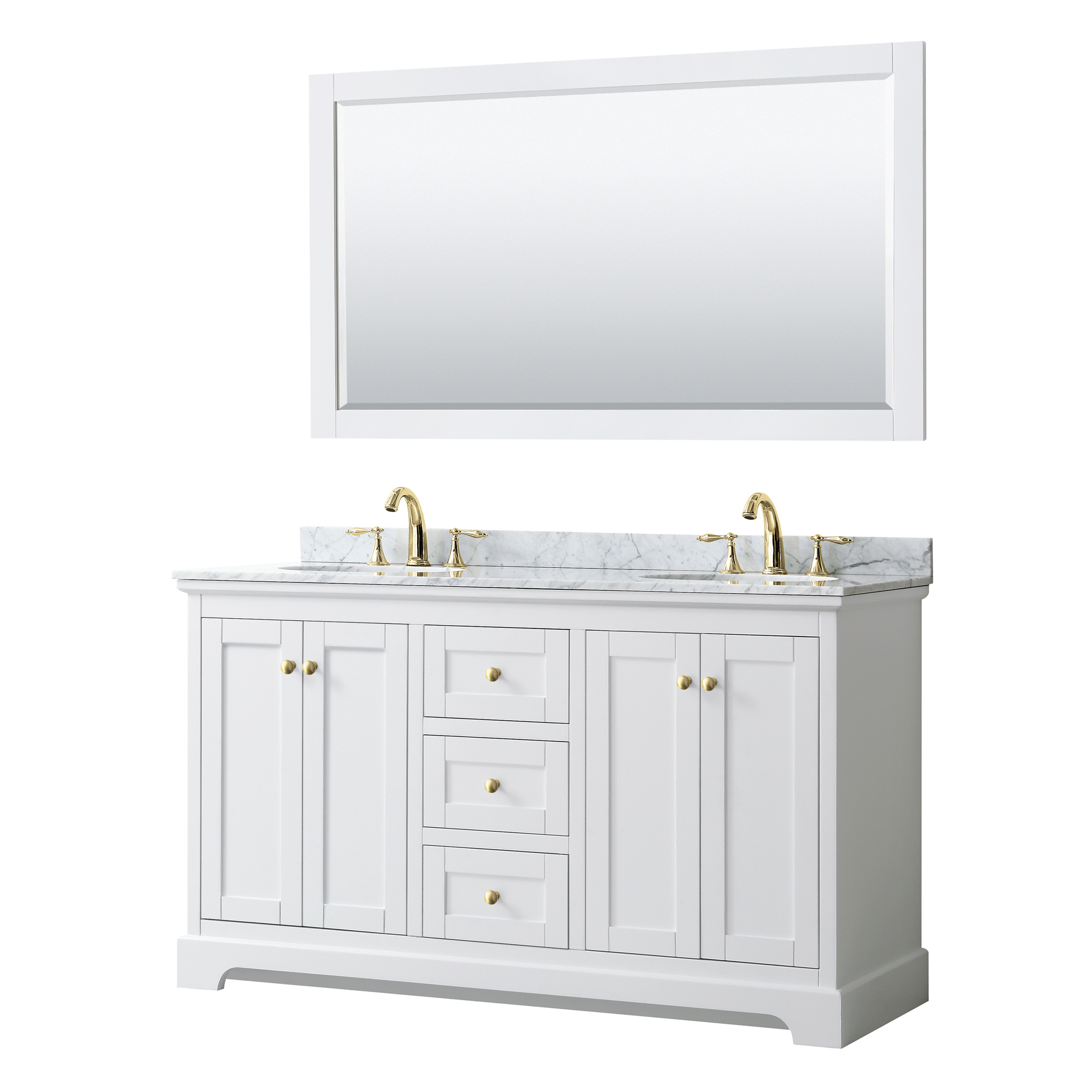 Avery 60 Double Bathroom Vanity By, 60 Inch Framed Bathroom Mirror White