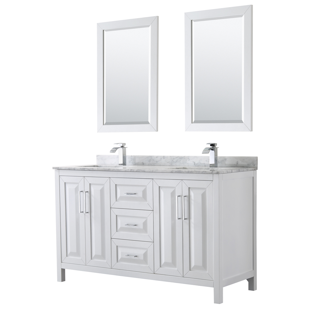 Daria 60" Double Bathroom Vanity by Wyndham Collection - White WC-2525-60-DBL-VAN-WHT