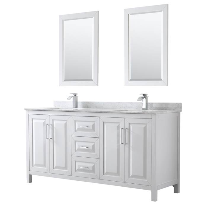 Daria 72" Double Bathroom Vanity by Wyndham Collection - White WC-2525-72-DBL-VAN-WHT