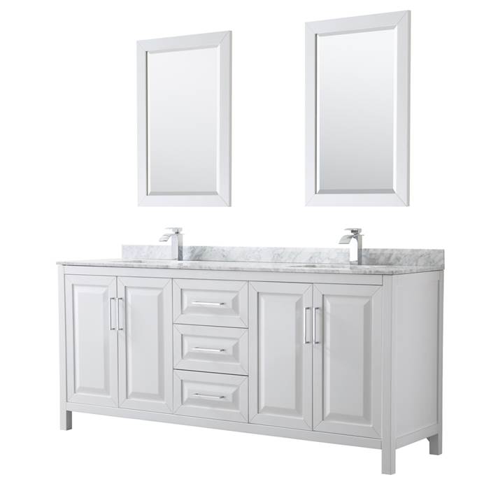 Daria 80" Double Bathroom Vanity by Wyndham Collection - White WC-2525-80-DBL-VAN-WHT