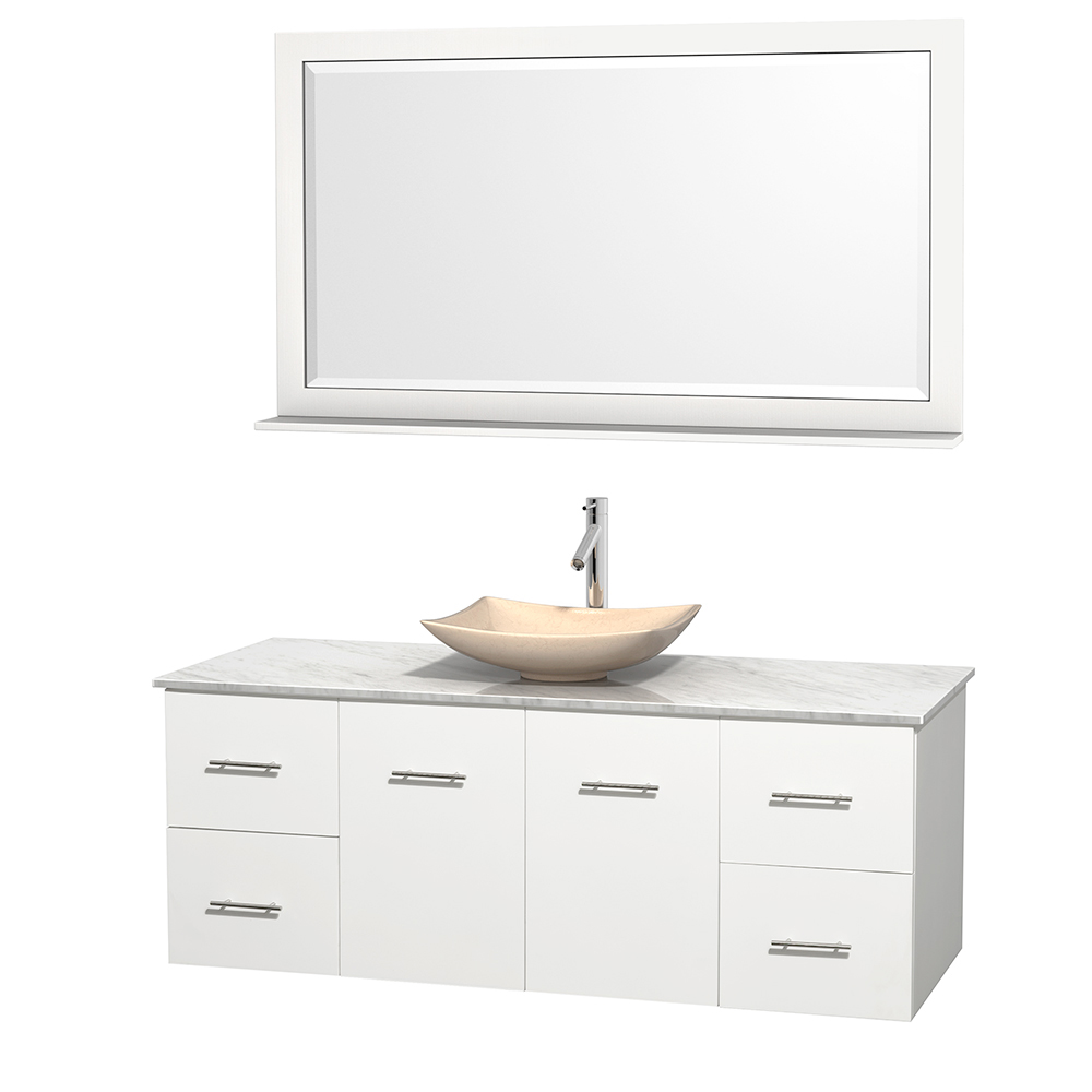 Centra 60 Single Bathroom Vanity For Vessel Sink Matte White