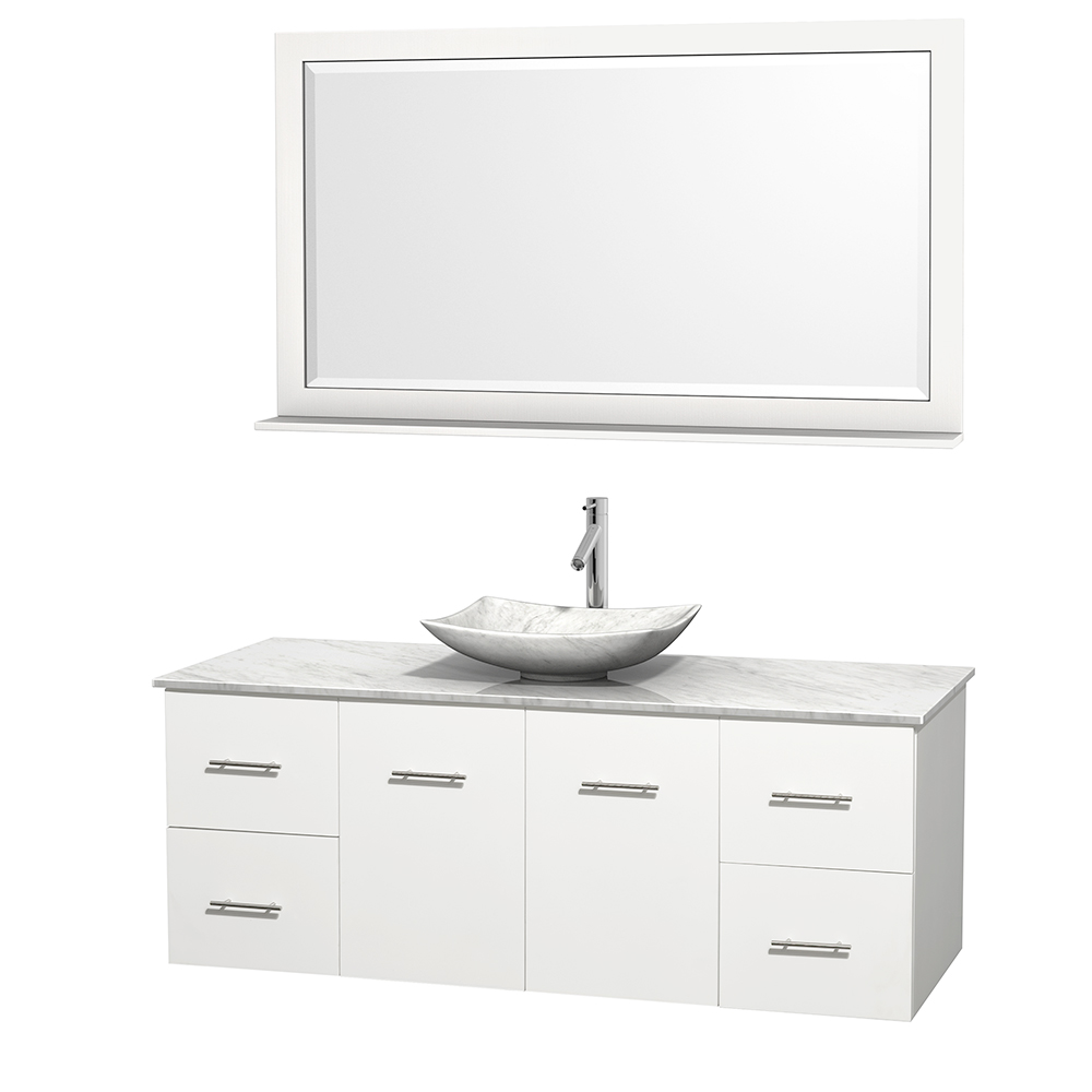 Centra 60 Single Bathroom Vanity For Vessel Sink Matte White