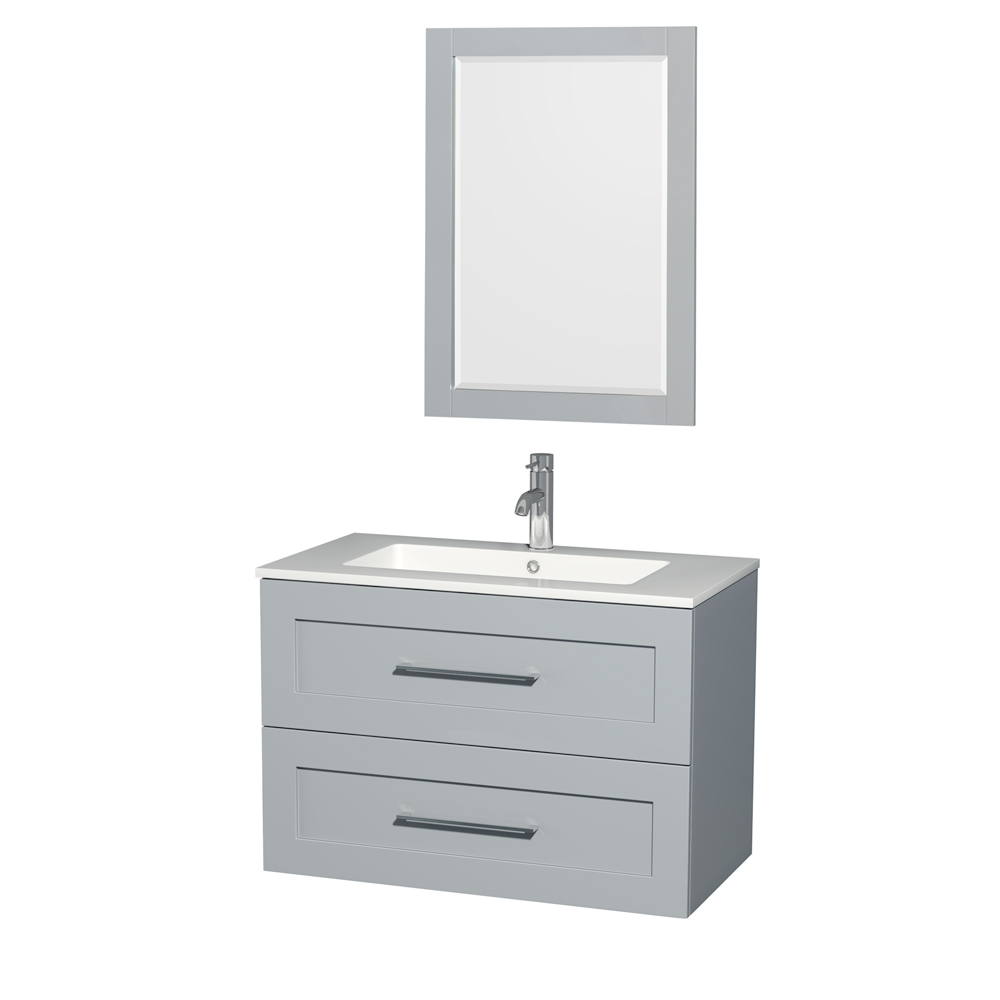 Olivia 36" Wall-Mounted Bathroom Vanity Set With Integrated Sink - Dove Gray WC-R4500-36-VAN-DVG